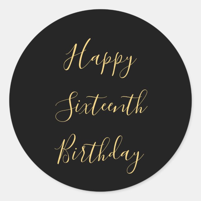 Sticker Rond Joyeux 16e anniversaire Golden Yellow Custom Age N (Devant)