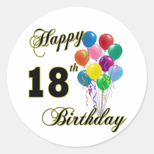 Sticker Rond Joyeux 18e anniversaire cadeaux (Devant)