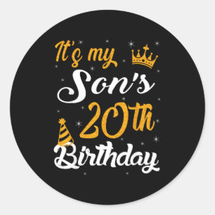 Sticker Rond Joyeux 20e Anniversaire à Mon Fils 2005 20 Ans