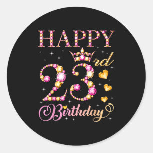 Sticker Rond Joyeux 23e Anniversaire 23 Ans Hommes Femmes Anniv