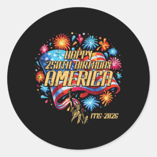 Sticker Rond Joyeux 250e anniversaire Amérique 250e anniversair