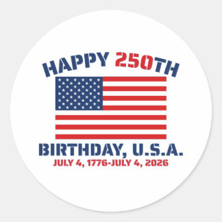 STICKER ROND JOYEUX 250E ANNIVERSAIRE ÉTATS-UNIS