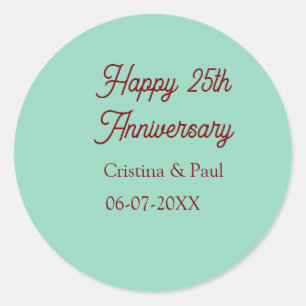 Sticker Rond Joyeux 25e anniversaire vert mauve pastel boho rét