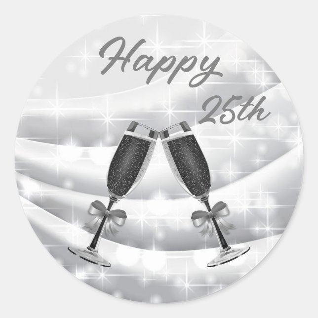 Sticker rond Joyeux 25h Anniversaire (Devant)