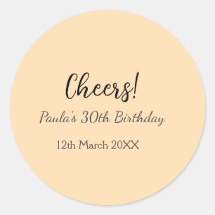 Sticker Rond Joyeux 30e anniversaire nom date simple minimal 