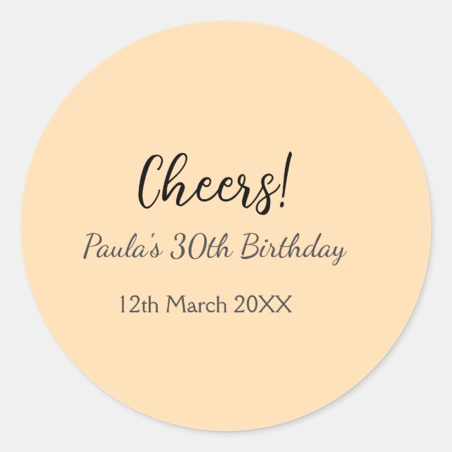 Sticker Rond Joyeux 30e anniversaire nom date simple minimal  (Devant)