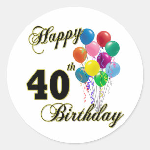 Sticker Rond Joyeux 40e anniversaire cadeaux et vêtements d'ann
