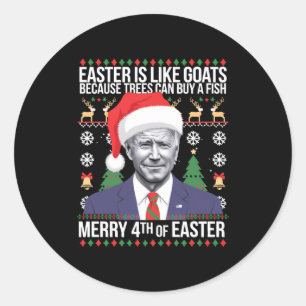 Sticker Rond Joyeux 4 avril de Pâques Funny Biden Ugly Noël T S