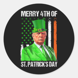 Sticker Rond Joyeux 4 e de Jour de la Saint Patrick Trump Lepre