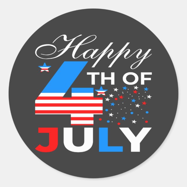 Sticker Rond Joyeux 4 juillet-97958 (Devant)