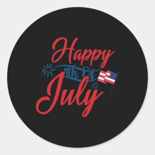 Sticker Rond Joyeux 4 juillet Amérique patriotique D
