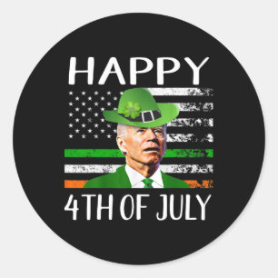 Sticker Rond Joyeux 4 juillet confus Funny Joe Biden St Part