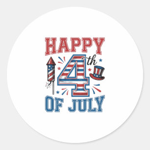 Sticker Rond Joyeux 4 juillet Design vectoriel vintage patrioti