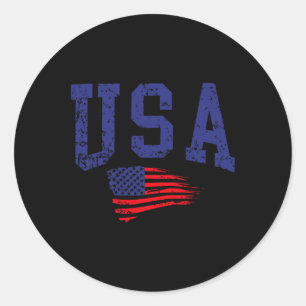 Sticker Rond Joyeux 4 juillet drapeau américain américain fière