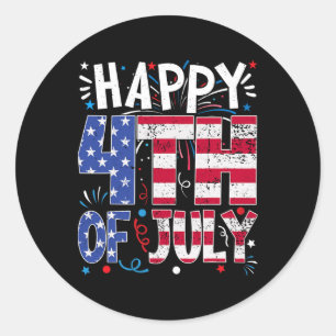 Sticker Rond Joyeux 4 juillet drapeau américain patriotique 4e