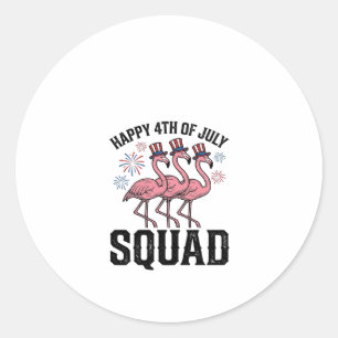 Sticker Rond Joyeux 4 juillet Flamingo Squad Vector Design_1
