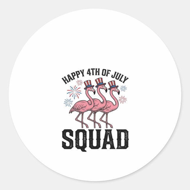 Sticker Rond Joyeux 4 juillet Flamingo Squad Vector Design_1 (Devant)