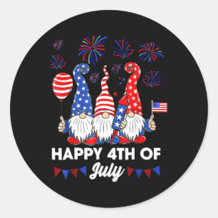 Sticker Rond Joyeux 4 juillet Gnomes