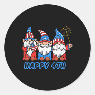 Sticker Rond Joyeux 4 juillet Gnomes de Fierté Patriotique Indé