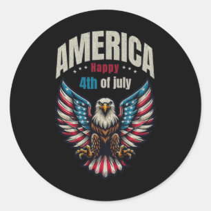 Sticker Rond Joyeux 4 juillet - Hommes d'aigle patriotique
