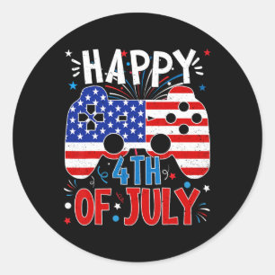 Sticker Rond Joyeux 4 juillet jeu patriotique drapeau américain