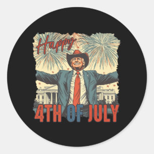 Sticker Rond Joyeux 4 juillet Jour de l'indépendance de Trump 1