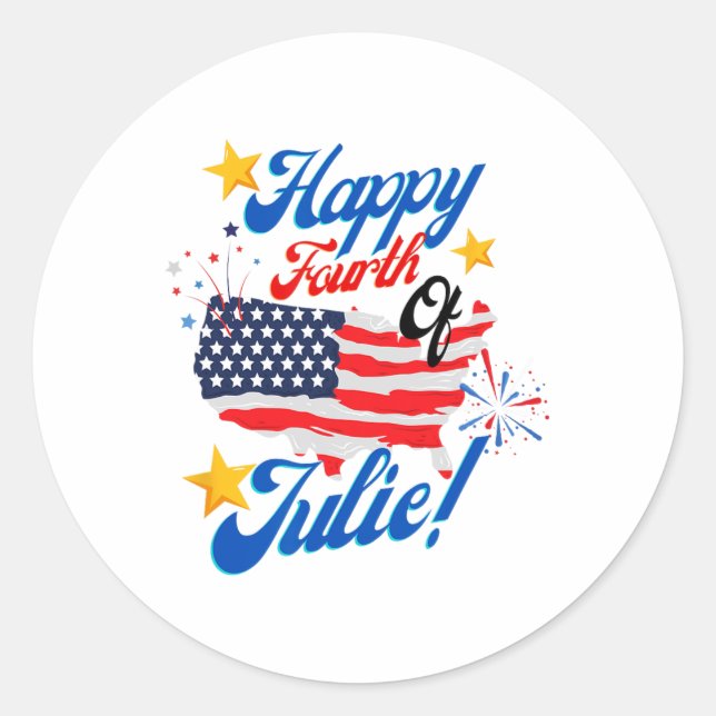 Sticker Rond Joyeux 4 Juillet Juillet 4 Jour de l'Indépendance  (Devant)