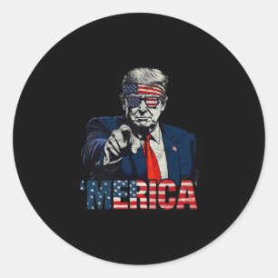 Sticker Rond Joyeux 4 juillet merica Trump Drapeau Américain Us