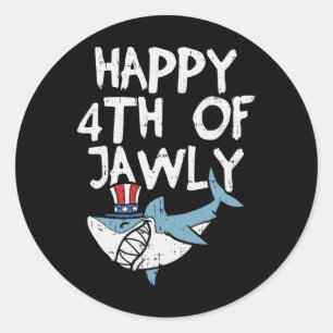 Sticker Rond Joyeux 4 Juillet Requin Animal 4ème De Juillet Éta