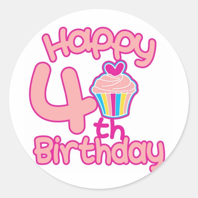 Sticker Rond Joyeux 4e anniversaire ! (Devant)