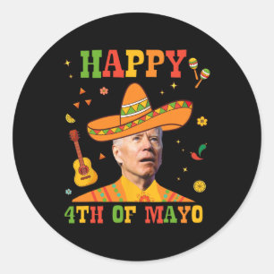 Sticker Rond Joyeux 4ème De Mayo Drôle Joe Biden Confus Cinco D