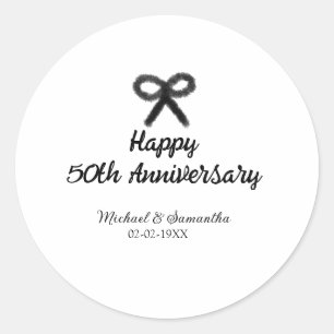 Sticker Rond Joyeux 50e anniversaire ajoutez nom du couple date