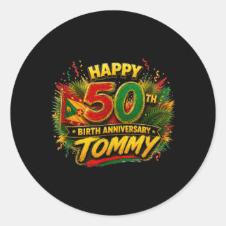 Sticker Rond Joyeux 50e anniversaire Tommy Grenada