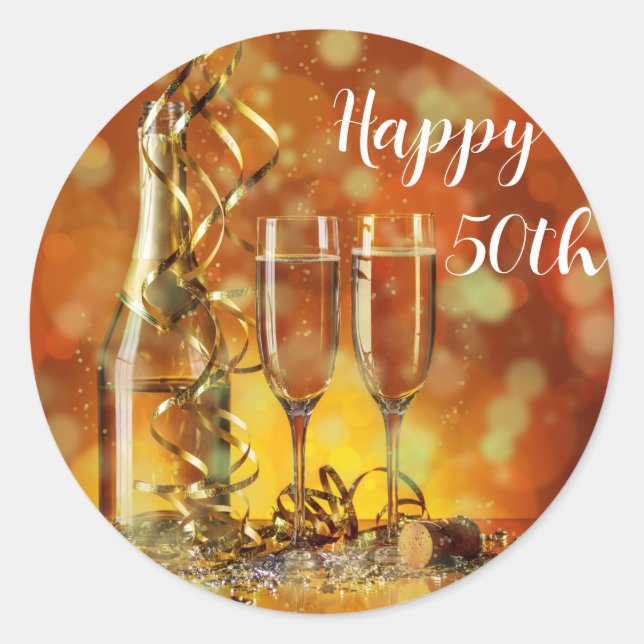 Sticker rond Joyeux 50h Anniversaire (Devant)