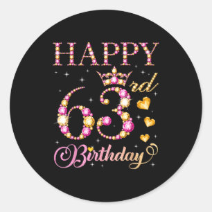 Sticker Rond Joyeux 63e Anniversaire 63 Ans Hommes Femmes Anniv