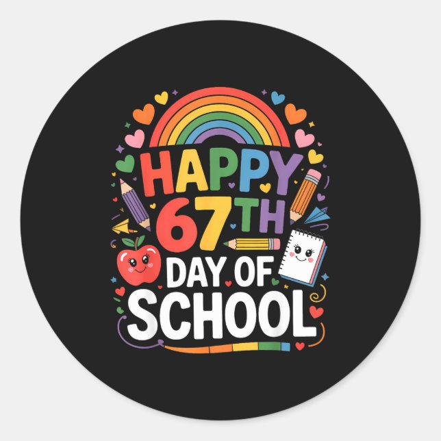 Sticker Rond Joyeux 67e jour d'école Meme 67 jours d'école Ra (Devant)