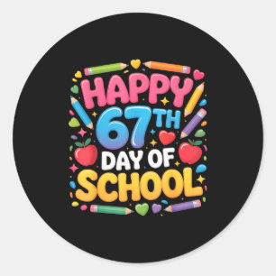 Sticker Rond Joyeux 67e jour d'école Professeur élève Desi mign