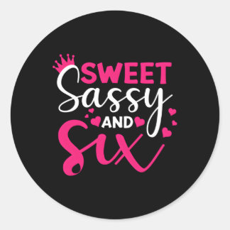 Sticker Rond Joyeux 6E Sweet Sassy Et Six 6