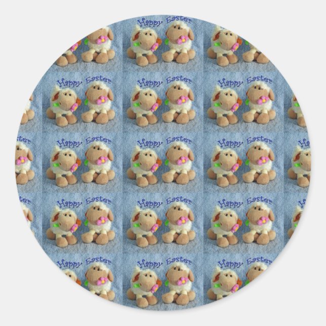 Sticker Rond Joyeux agneaux de Pâques (Devant)