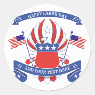 Sticker Rond Joyeux aigle patriotique de la fête du travail