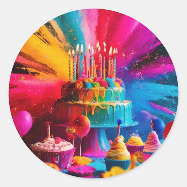 Sticker Rond Joyeux anniversaire (Devant)