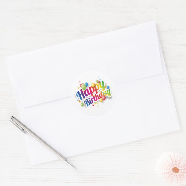 WOWOWO - 500 Autocollants Anniversaire Fun, 8 Modèles Ronds Pour Décorer Tes Cadeaux Et Fêtes !