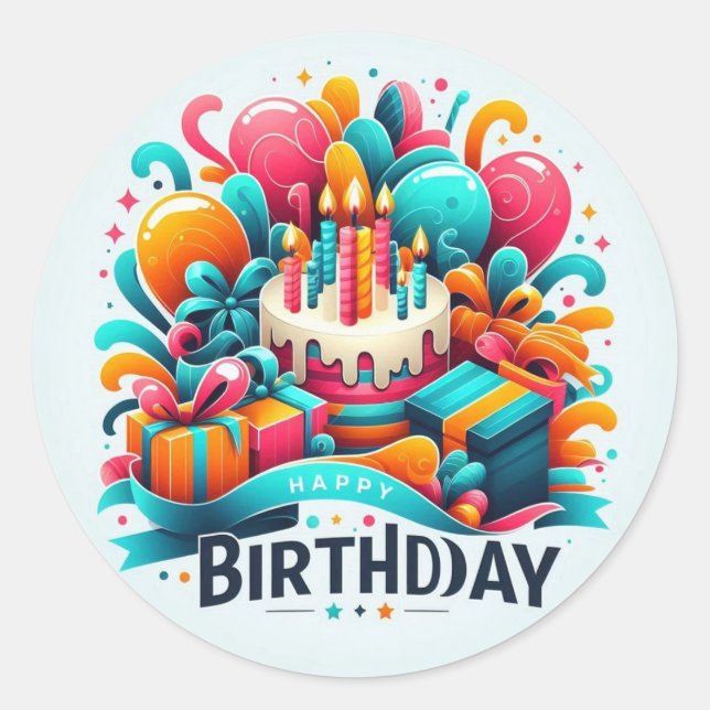 Sticker Rond Joyeux anniversaire (Devant)