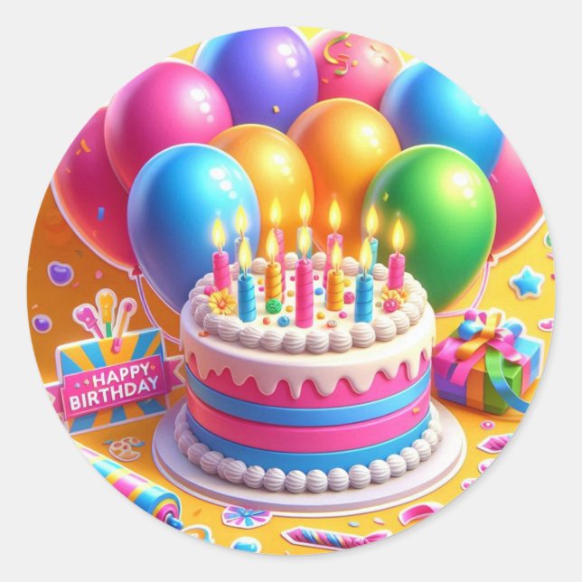 Sticker Rond Joyeux anniversaire (Devant)