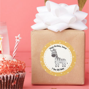 Sticker Rond Joyeux Anniversaire 1 An Ancien Aujourd'hui mignon