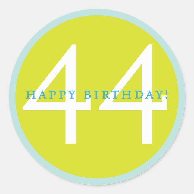 Sticker Rond Joyeux anniversaire, 44 ans ! (Devant)