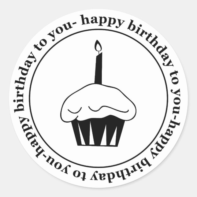 Sticker Rond Joyeux anniversaire à vous cercle de cupcake (Devant)