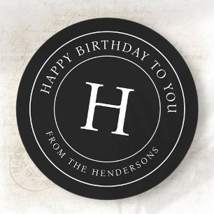 Sticker Rond Joyeux Anniversaire À Vous Monogramme Famille Mode