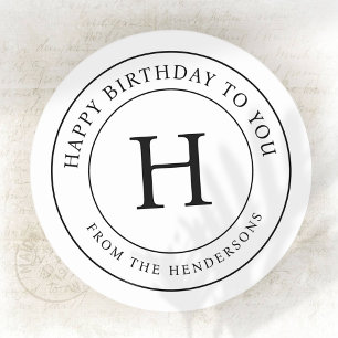 Sticker Rond Joyeux Anniversaire À Vous Monogramme Famille Mode