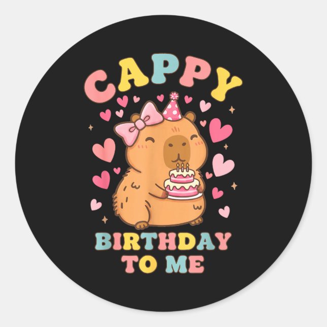 Sticker Rond Joyeux anniversaire au drôle d'animal d'anniversai (Devant)